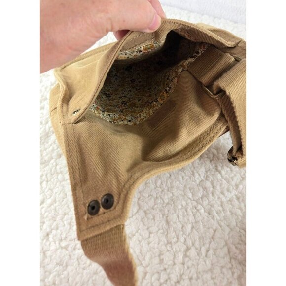 Vtg Fossil Khaki Corduroy Leather Trim Messenger Bag 8"x8" Safari Sac Crossbody - Picture 6 of 10